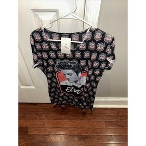 Rare NEW Elvis Presley Signature Short Sleeve Black xlarge Size Shirt